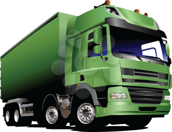 Royalty Free Clipart Image of a Big Green Truck