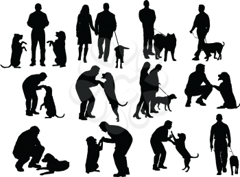 Royalty Free Clipart Image of a Group of Men With Dogs