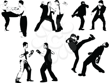 Royalty Free Clipart Image of Men Fighting