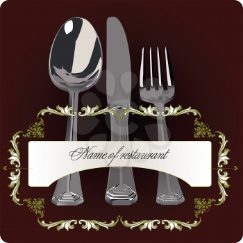 Royalty Free Clipart Image of a Menu Cover With Utensils