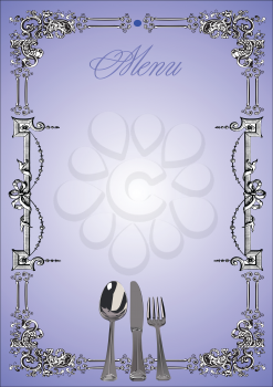 Royalty Free Clipart Image of a Menu With Silverware in the Bottom