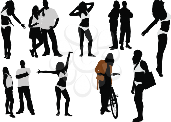 Royalty Free Clipart Image of People Silhouettes
