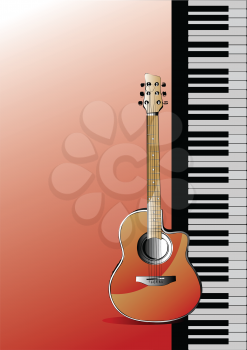 Royalty Free Clipart Image of a Piano With a Keyboard Beside It