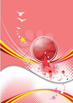 Royalty Free Clipart Image of a Pink Background With a Big Ball in the Centre