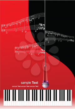 Royalty Free Clipart Image of a Red Piano and a Microphone