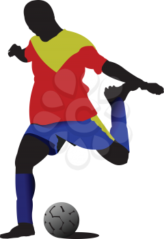 Royalty Free Clipart Image of a Soccer Player About to Kick