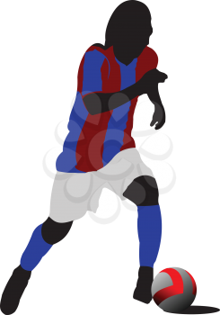 Royalty Free Clipart Image of a Soccer Player Ready to Kick the Ball