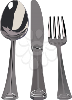 Royalty Free Clipart Image of a Spoon, Fork and Knife