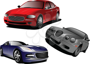 Royalty Free Clipart Image of Three Cars