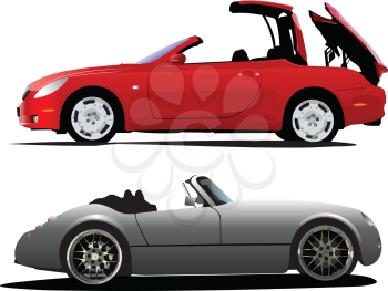 Royalty Free Clipart Image of Two Luxury Cars
