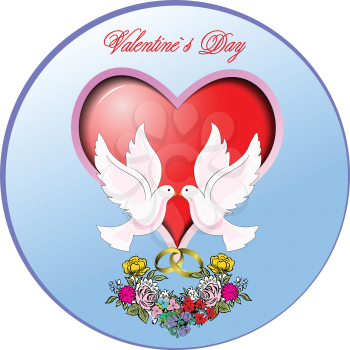 Royalty Free Clipart Image of a Valentine's Day Greeting With Doves