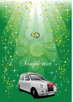 Royalty Free Clipart Image of a Car Under Wedding Bands