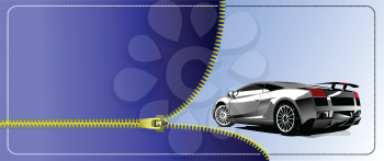 Royalty Free Clipart Image of a Zipper and Car