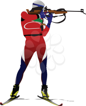 Royalty Free Clipart Image of a Biathlon Silhouette