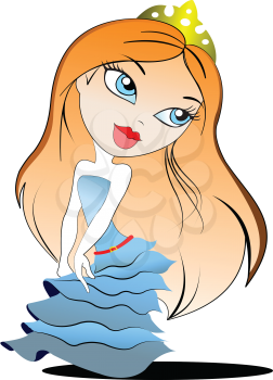 Royalty Free Clipart Image of a Princess in a Blue Dress