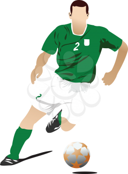 Royalty Free Clipart Image of a Soccer Player in Green