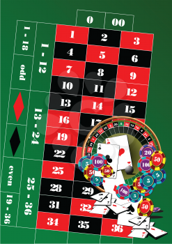 Royalty Free Clipart Image of a Roulette Table