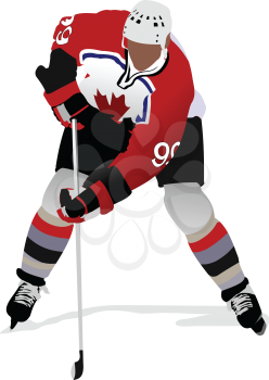 Royalty Free Clipart Image of a Canadian Hockey Player