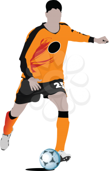 Royalty Free Clipart Image of a Soccer Player in Orange
