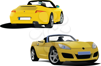 Royalty Free Clipart Image of a Yellow Convertible
