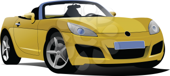 Royalty Free Clipart Image of a Yellow Convertible