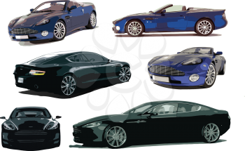 Royalty Free Clipart Image of Six Cars