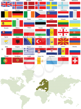 Royalty Free Clipart Image of a Map of Europe With Country Flags