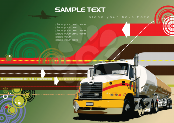 Royalty Free Clipart Image of a High Tech Background With a Truck and Plane