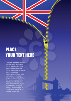 Royalty Free Clipart Image of a Zipper Opening a British Flag