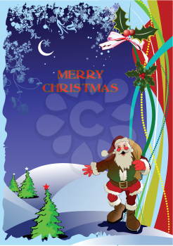 Royalty Free Clipart Image of a Christmas Greeting With Santa