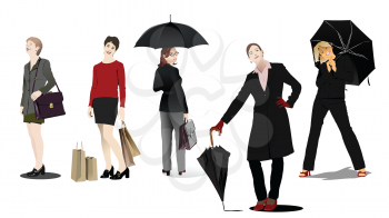 Royalty Free Clipart Image of Five Women