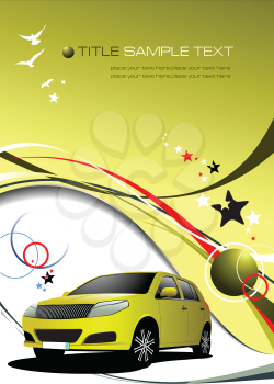 Royalty Free Clipart Image of a Yellow Background and Car