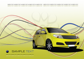 Royalty Free Clipart Image of a Yellow Car on Yellow