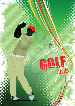 Poster with Golf players. Vector illustration 