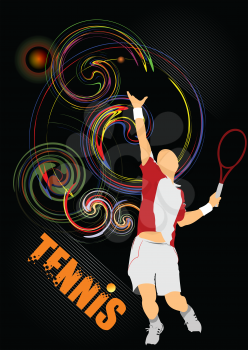 Eps10 Tennis player poster. Colored Vector eps 10 illustration for designers