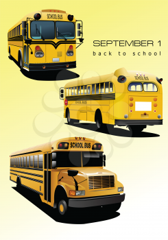 Yellow school bus. Back to school. Vector illustration