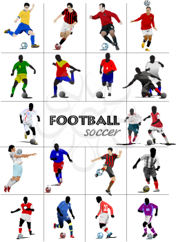 The big set of soccer (football) players. Colored vector illustration for designers