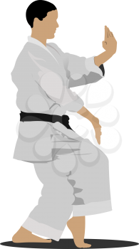 Karate. The sportsman in a position. Oriental combat sports.