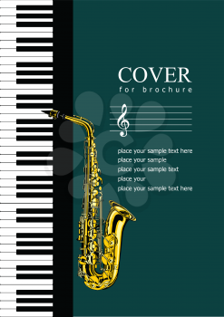 Cover for brochure with Piano and saxophone. Vector illustration