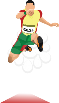 Man long jump. Sport. Track and field. Vector illustration