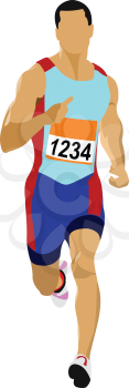 Long-distance runner. Short-distance runner. Vector illustration