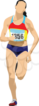Woman Long-distance runner. Vector illustration
