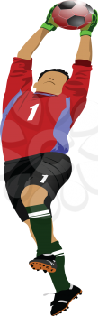 Soccer football player. Goalkeeper. Colored Vector illustration for designers