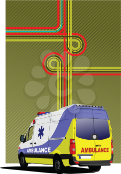 Cover for brochure or template office folder with ambulance van image