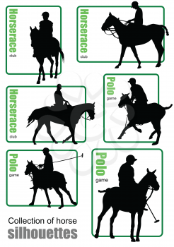 Big collection of horse silhouettes. Vector illustration