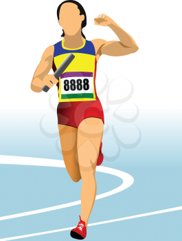 Short-distance runner. Relay. Vector illustration