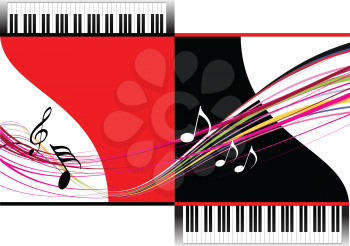 Cover for brochure with two piano images. Vector illustration