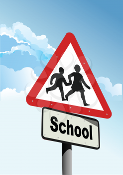 School sign. Traffic road sign symbol