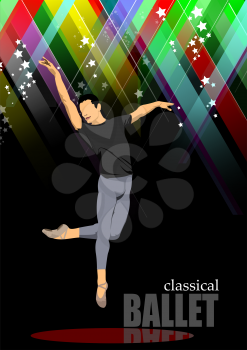 Modern ballet dancer colored illustration