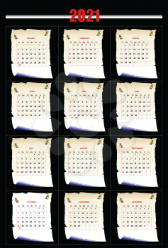 2021 calendar. Can be used as organizer 